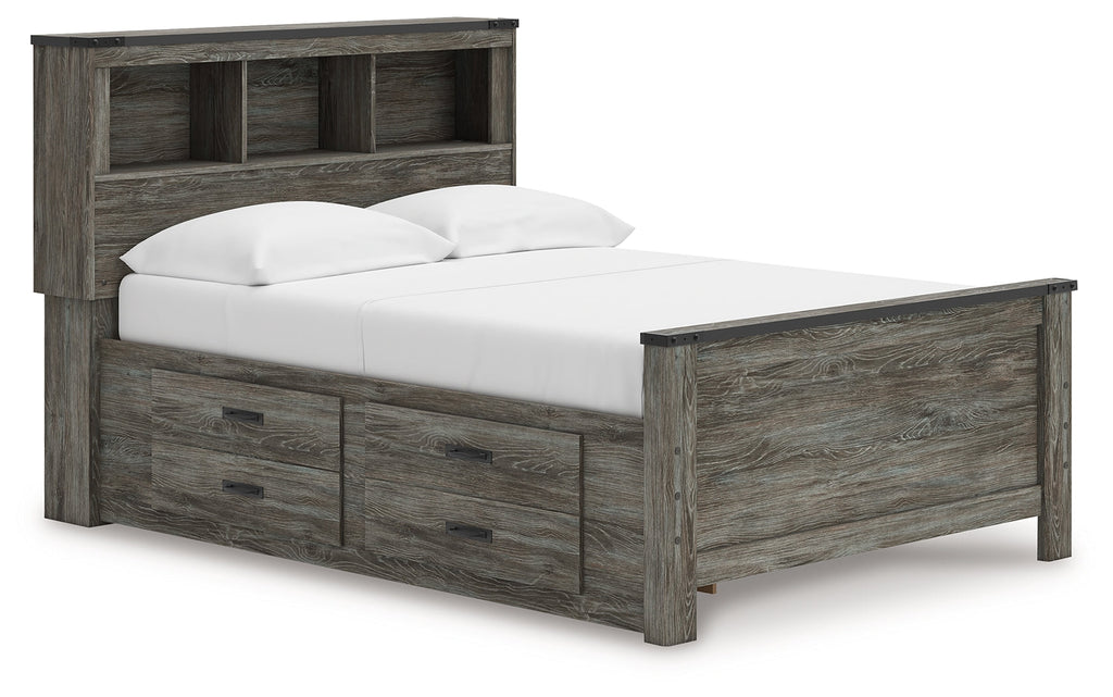 Frandern Full Bookcase Panel Bed, Gray