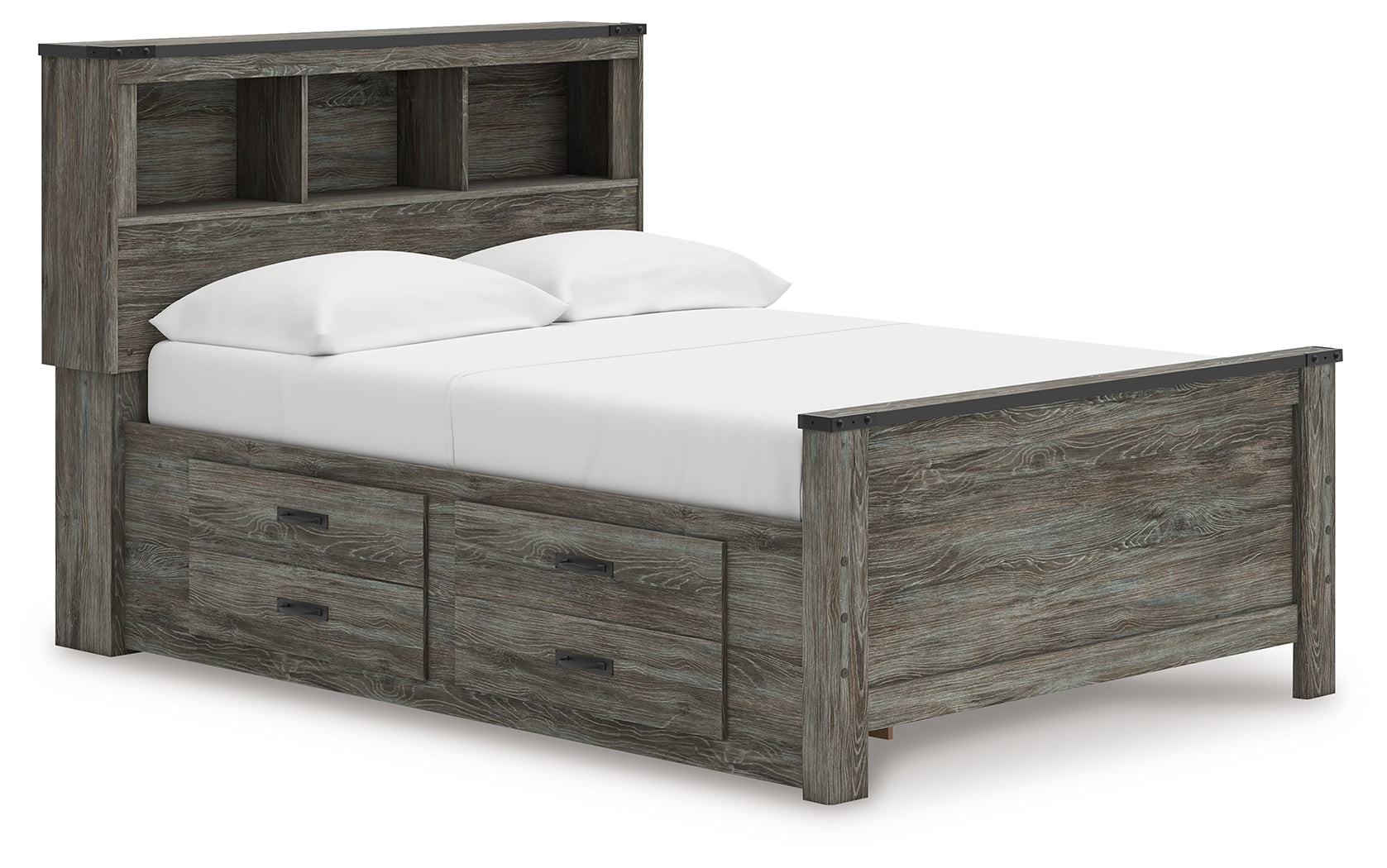 Frandern Full Bookcase Panel Bed, Gray