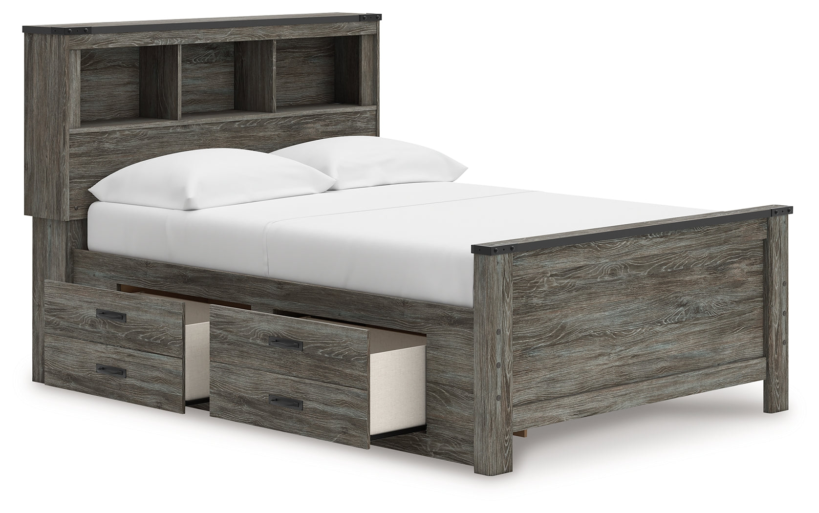 Frandern Full Bookcase Panel Bed, Gray