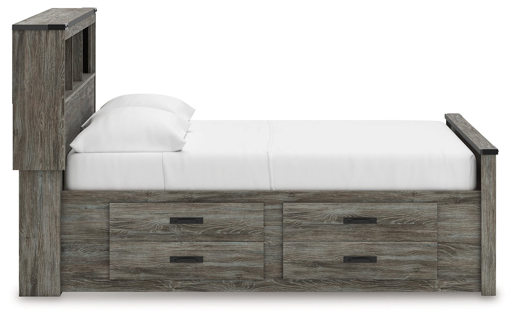 Frandern Full Bookcase Panel Bed, Gray