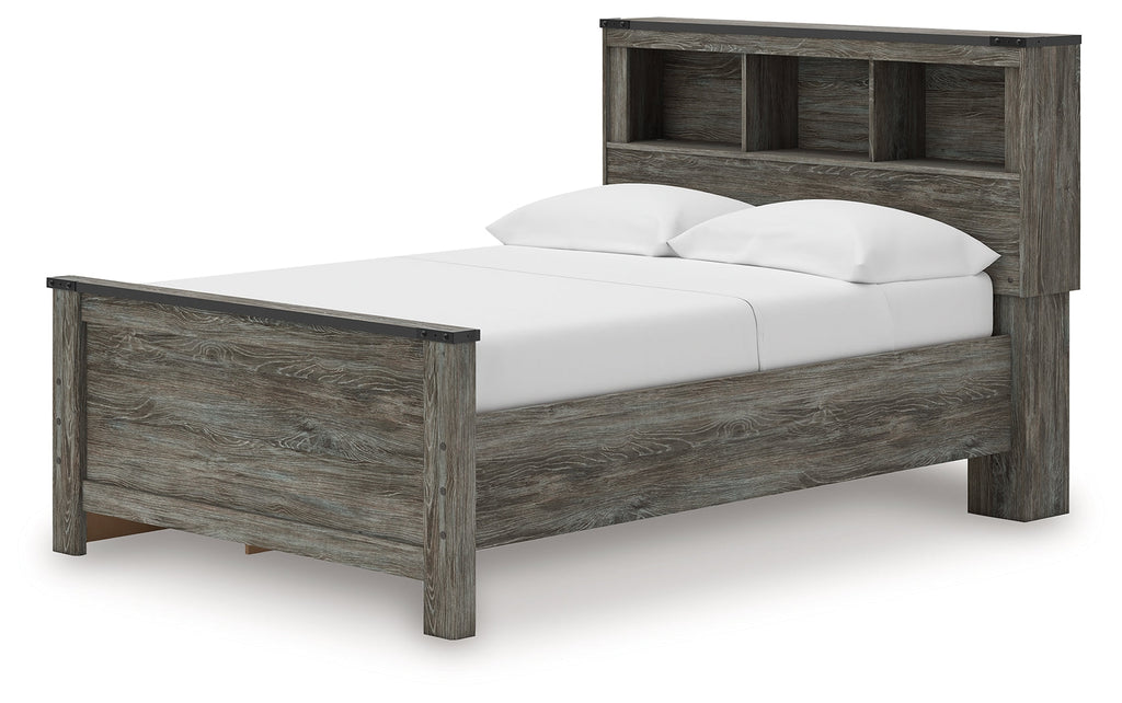 Frandern Full Bookcase Panel Bed, Gray