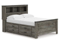 Frandern Gray Full Bookcase Panel Bed with Storage