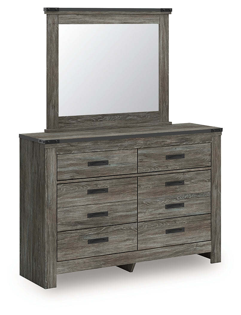 Frandern Gray Full Panel Bed, Dresser and Mirror