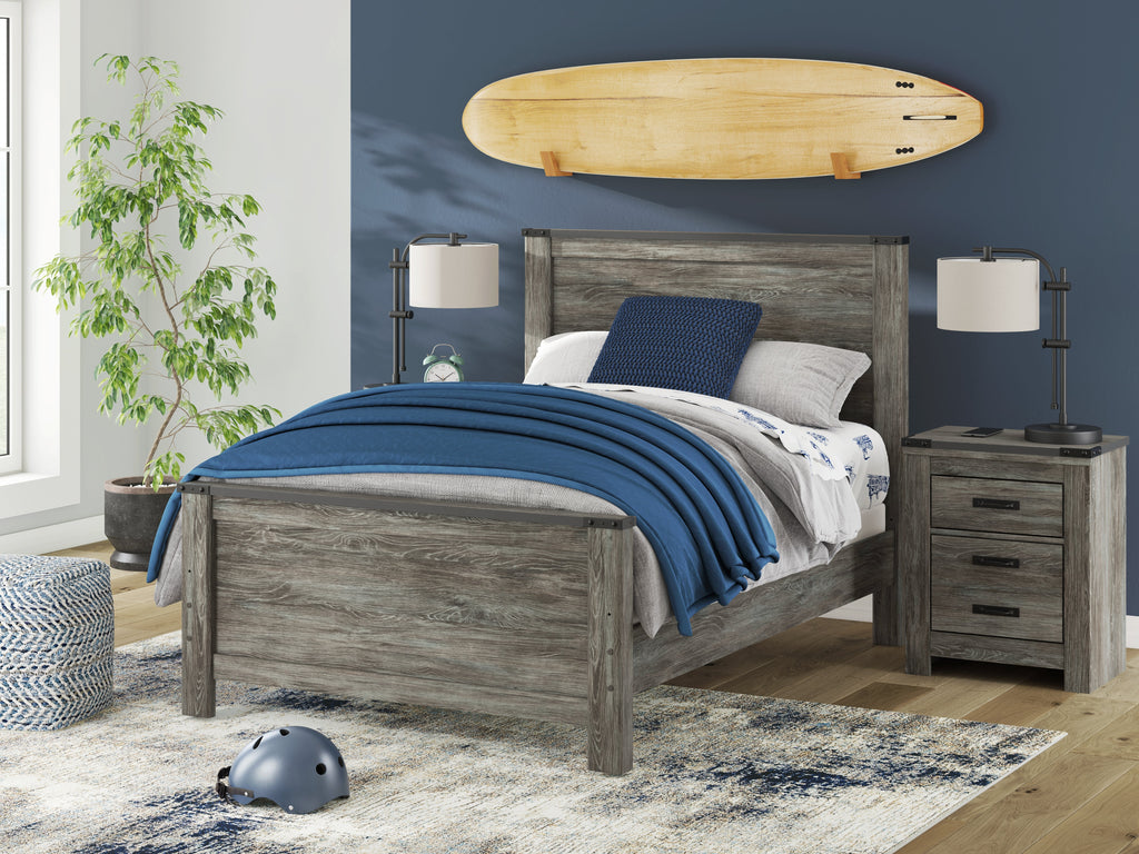 Frandern Gray Full Panel Bed, Dresser and Mirror