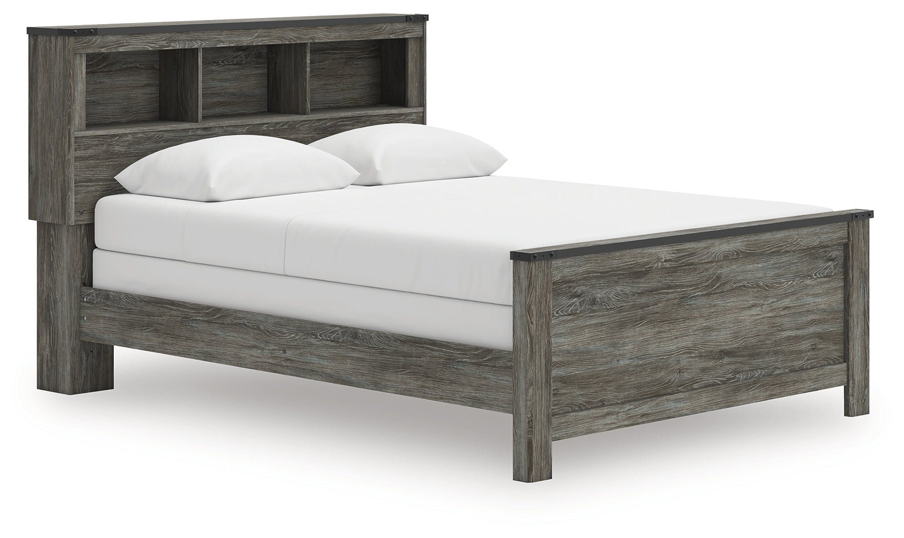 Frandern Gray Queen Bookcase Bed, Dresser and Mirror