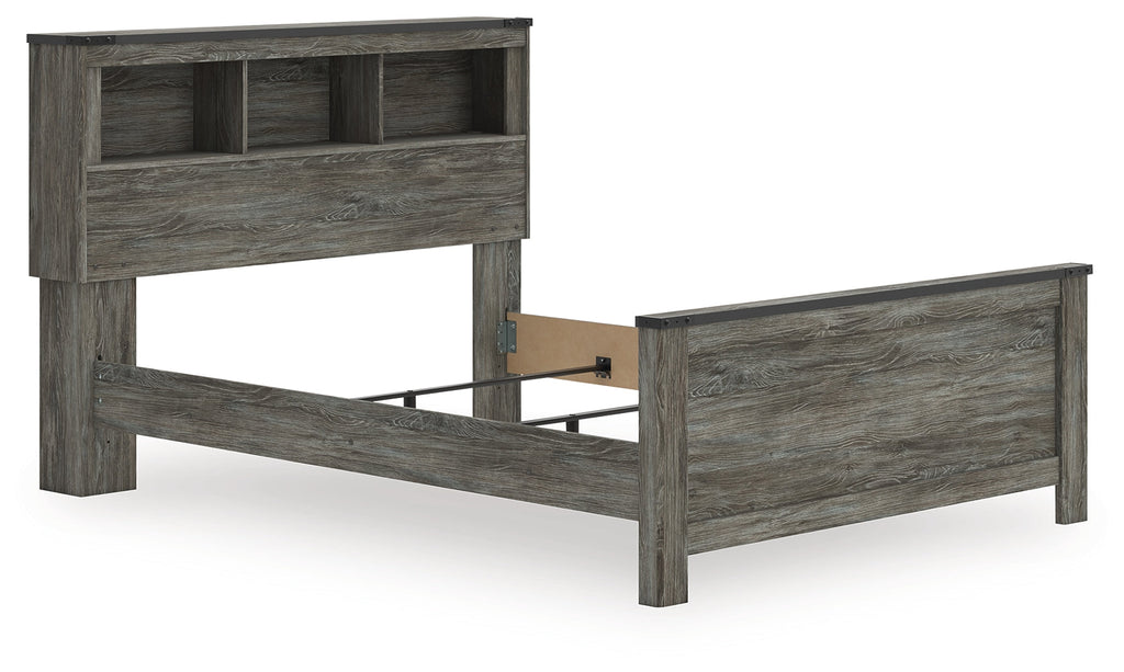Frandern Gray Queen Bookcase Bed, Dresser and Mirror
