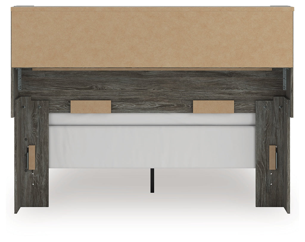 Frandern Gray Queen Bookcase Bed, Dresser and Mirror