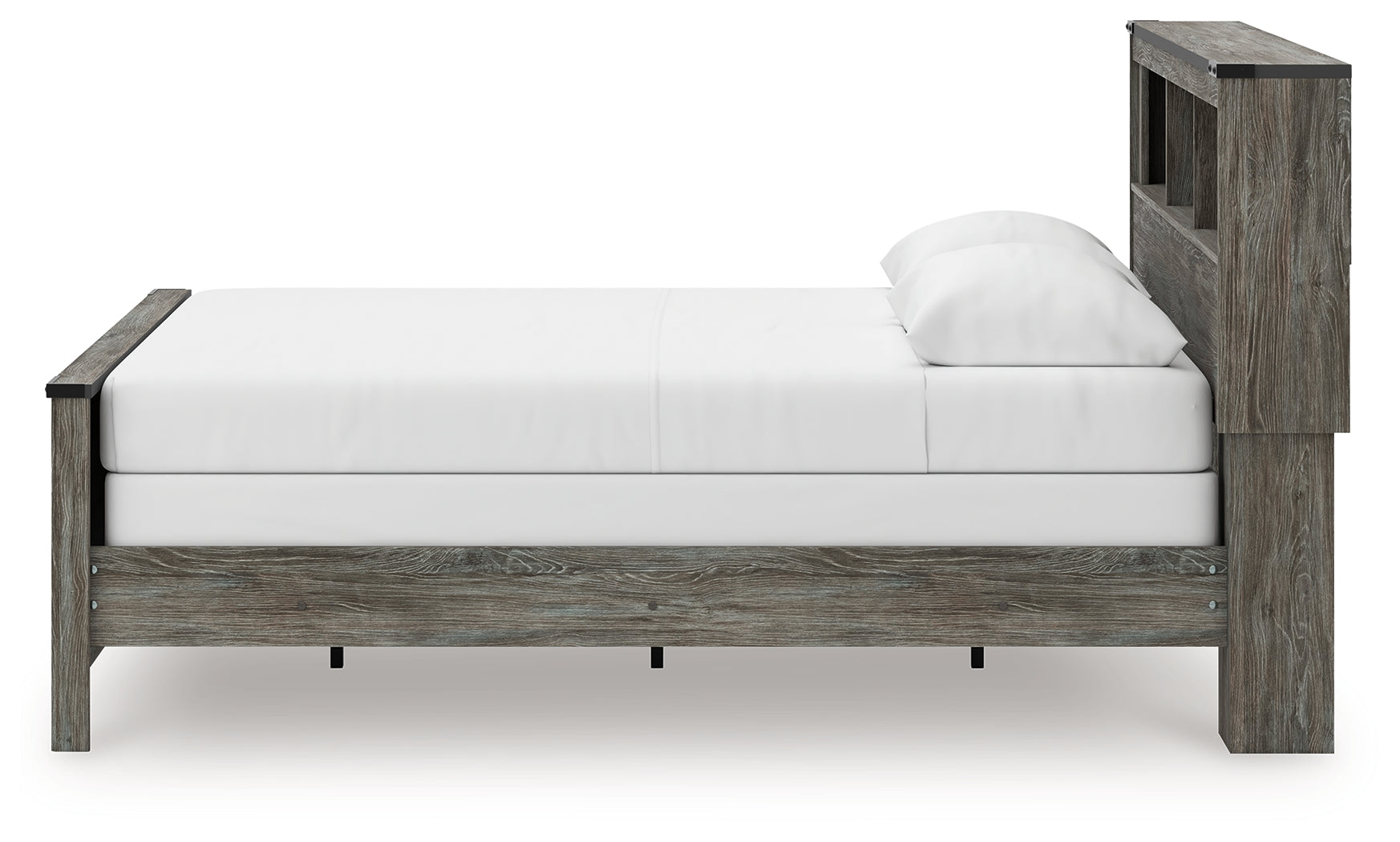 Frandern Gray Queen Bookcase Bed, Dresser and Mirror