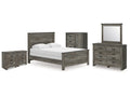 Frandern Queen Panel Bed, Dresser, Mirror, Chest and 2 Nightstands, Gray