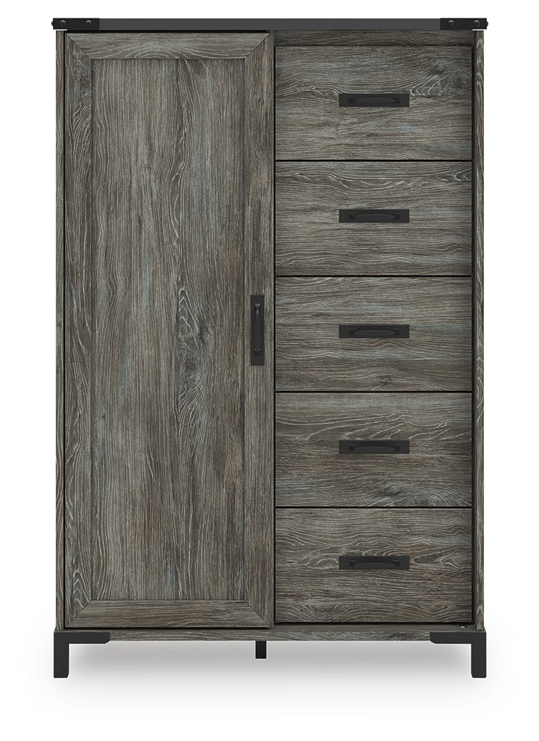 Frandern Queen Panel Bed, Dresser, Mirror, Chest and 2 Nightstands, Gray