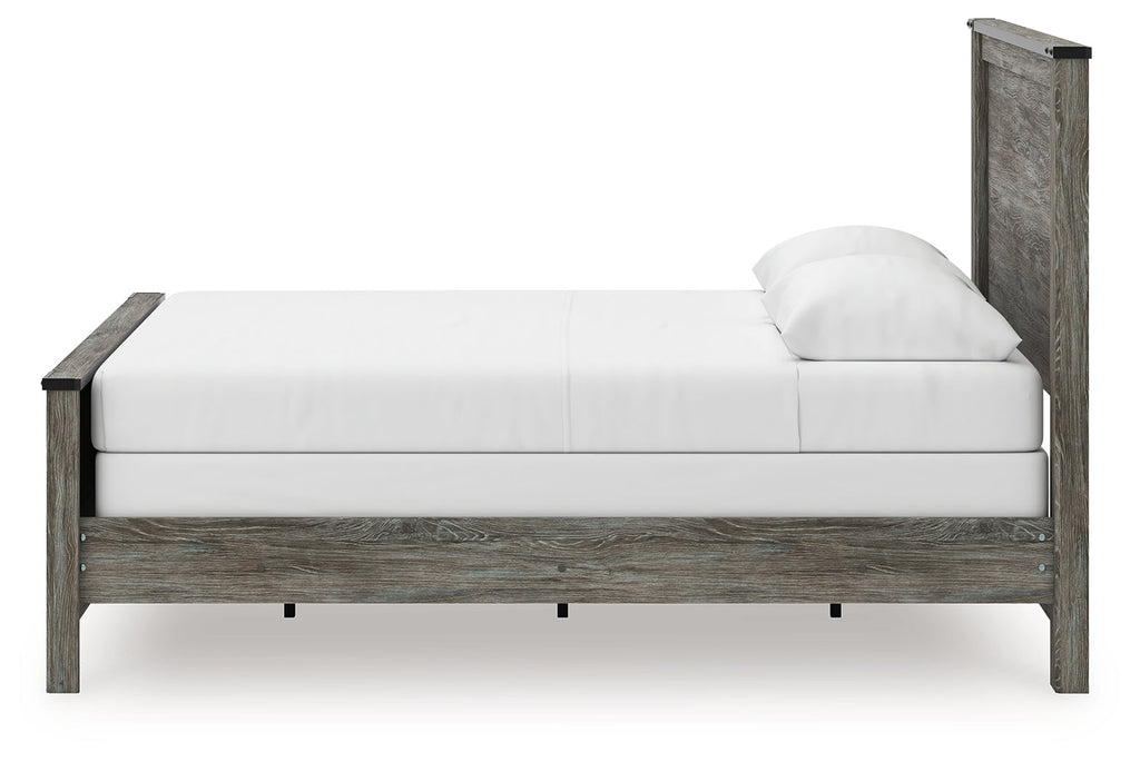 Frandern Queen Panel Bed, Dresser, Mirror, Chest and 2 Nightstands, Gray