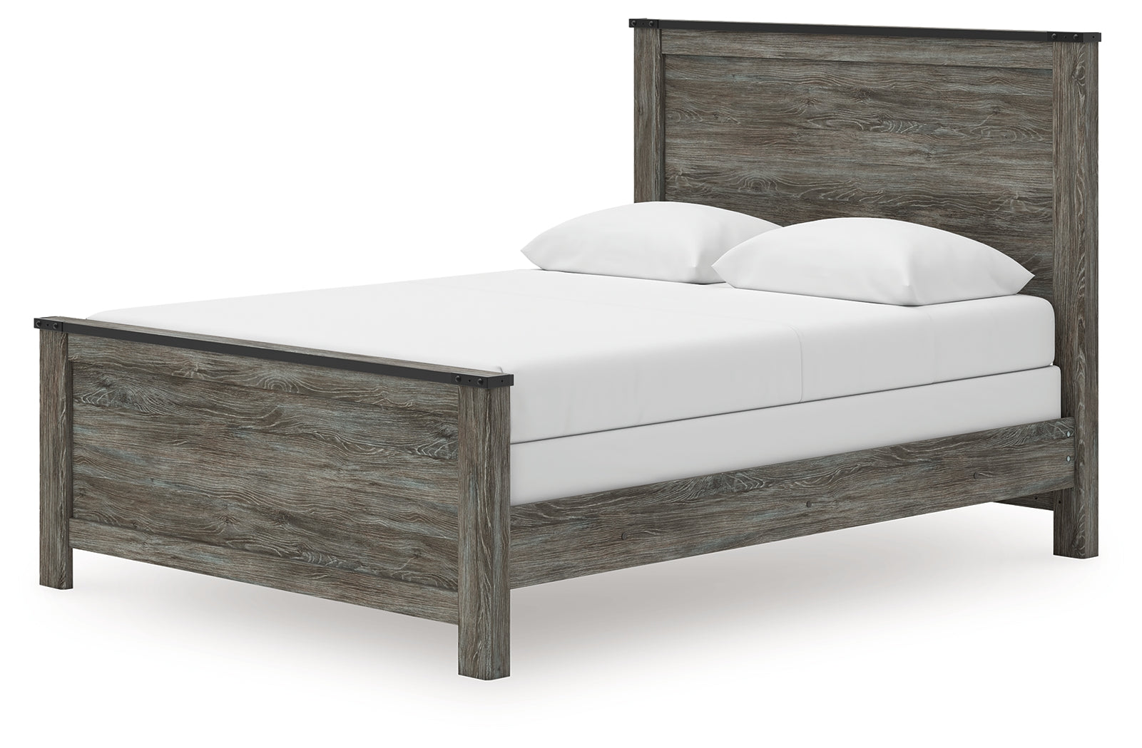 Frandern Queen Panel Bed, Dresser, Mirror, Chest and 2 Nightstands, Gray