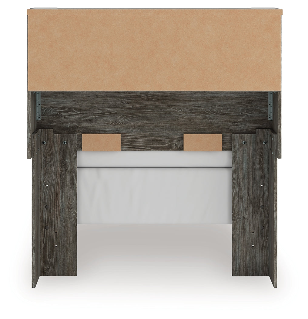 Frandern Gray Twin Bookcase Bed, Dresser and Mirror