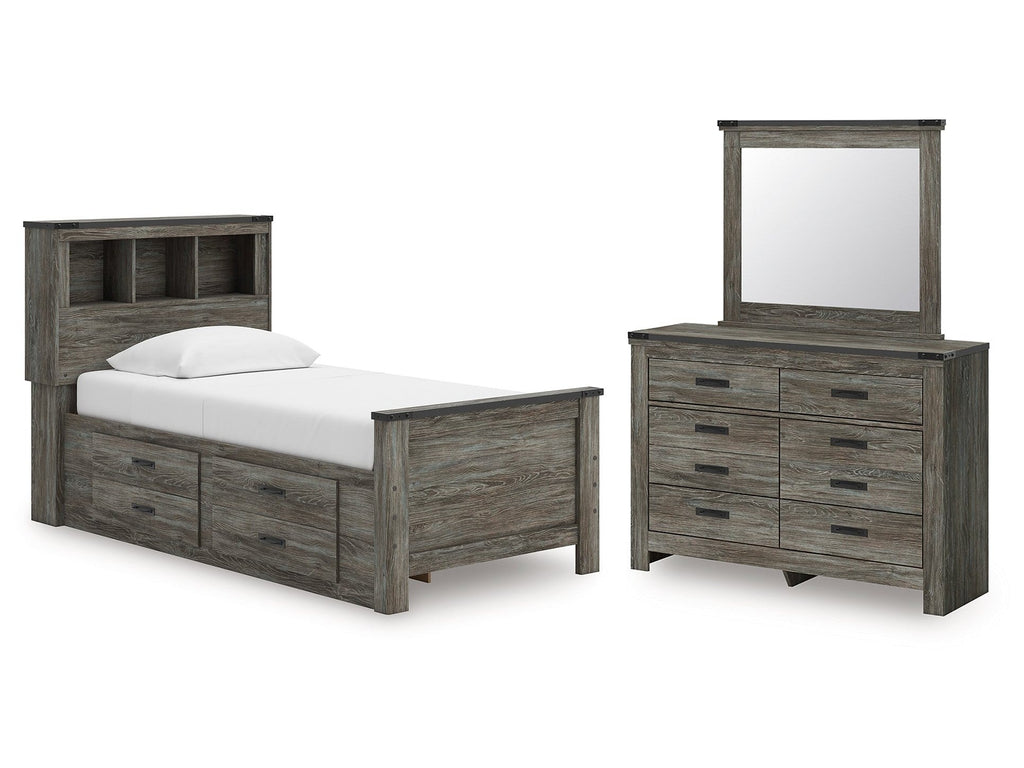 Frandern Twin Bookcase Bed, Gray
