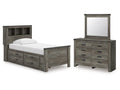 Frandern Twin Bookcase Bed, Gray