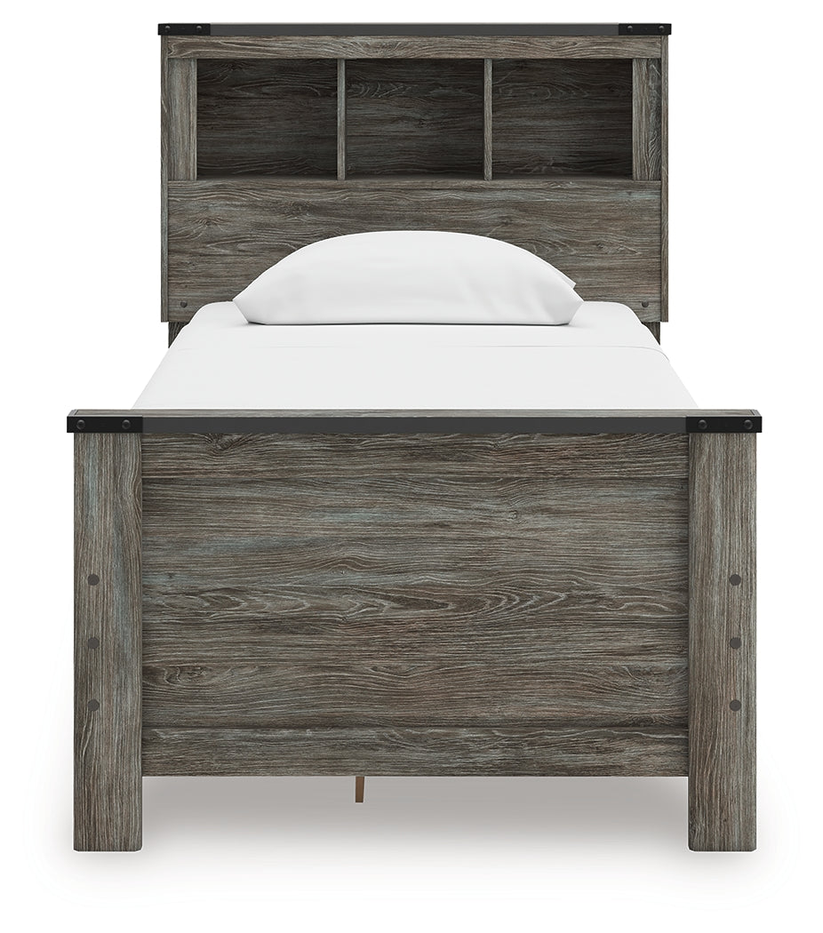 Frandern Twin Bookcase Bed, Gray
