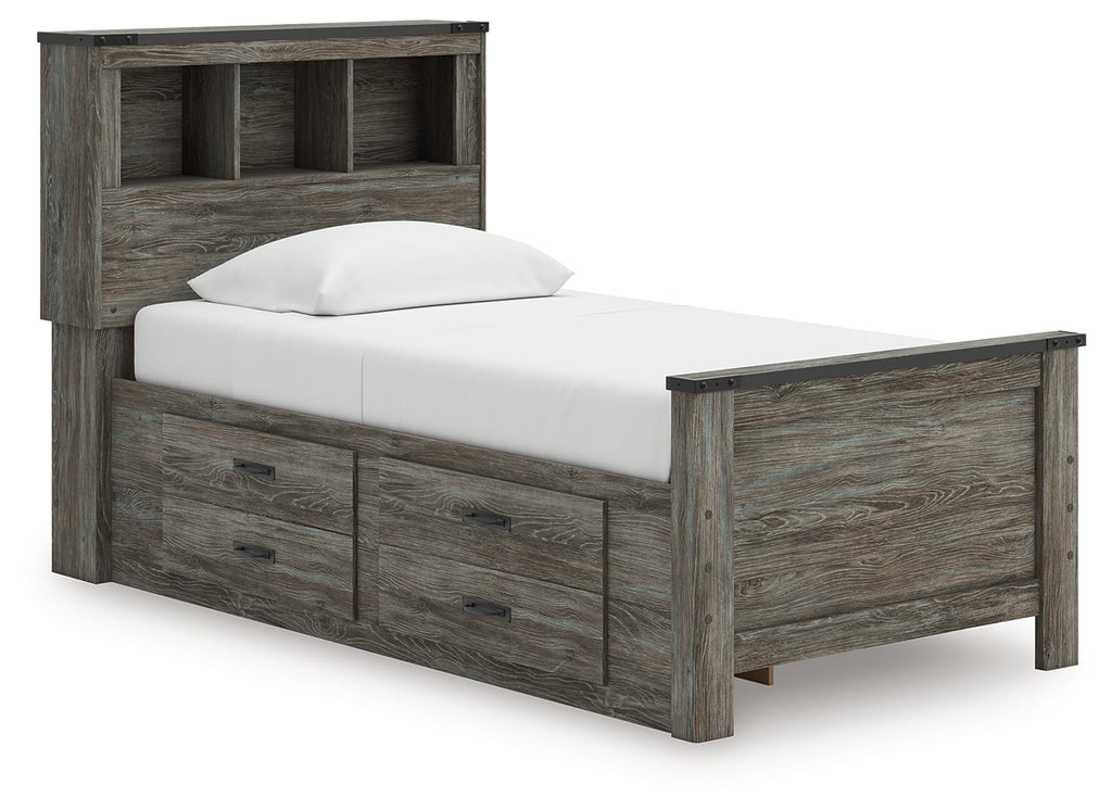 Frandern Twin Bookcase Bed, Gray