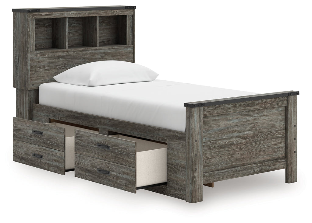 Frandern Twin Bookcase Bed, Gray