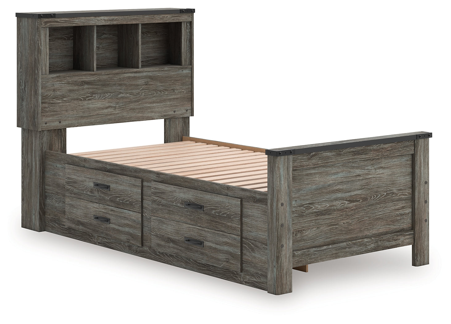 Frandern Twin Bookcase Bed, Gray