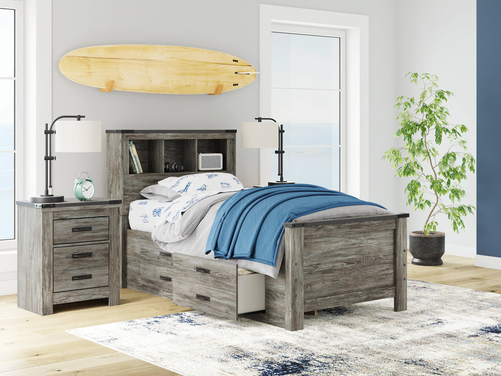 Frandern Twin Bookcase Bed, Gray