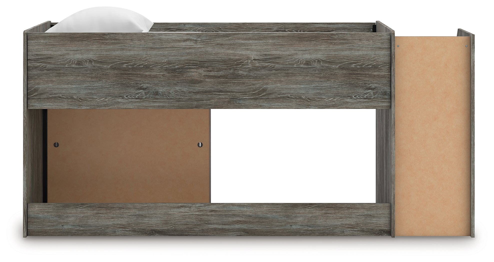 Frandern Gray Twin Loft Bed with Bookcase Storage