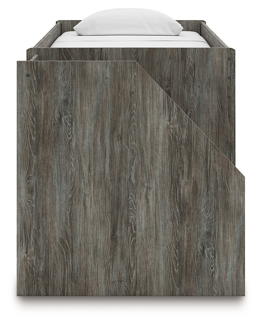 Frandern Gray Twin Loft Bed with Bookcase Storage