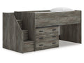 Frandern Gray Twin Loft Bed with Drawer Storage