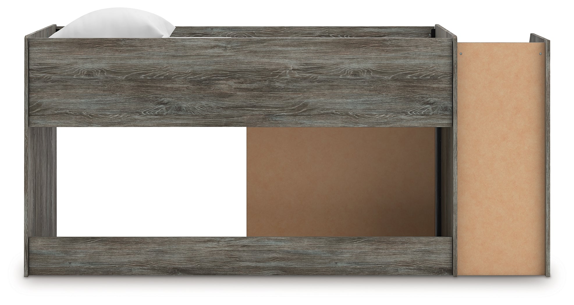Frandern Gray Twin Loft Bed with Drawer Storage