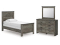 Frandern Gray Twin Panel Bed, Dresser and Mirror