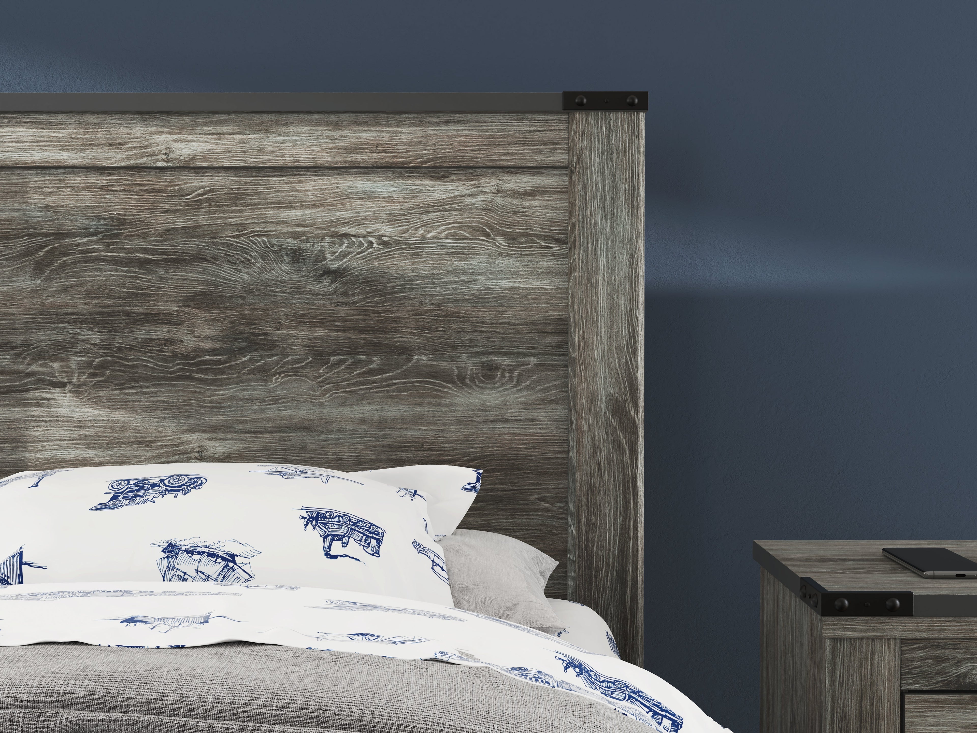 Frandern Gray Twin Panel Bed, Dresser and Mirror