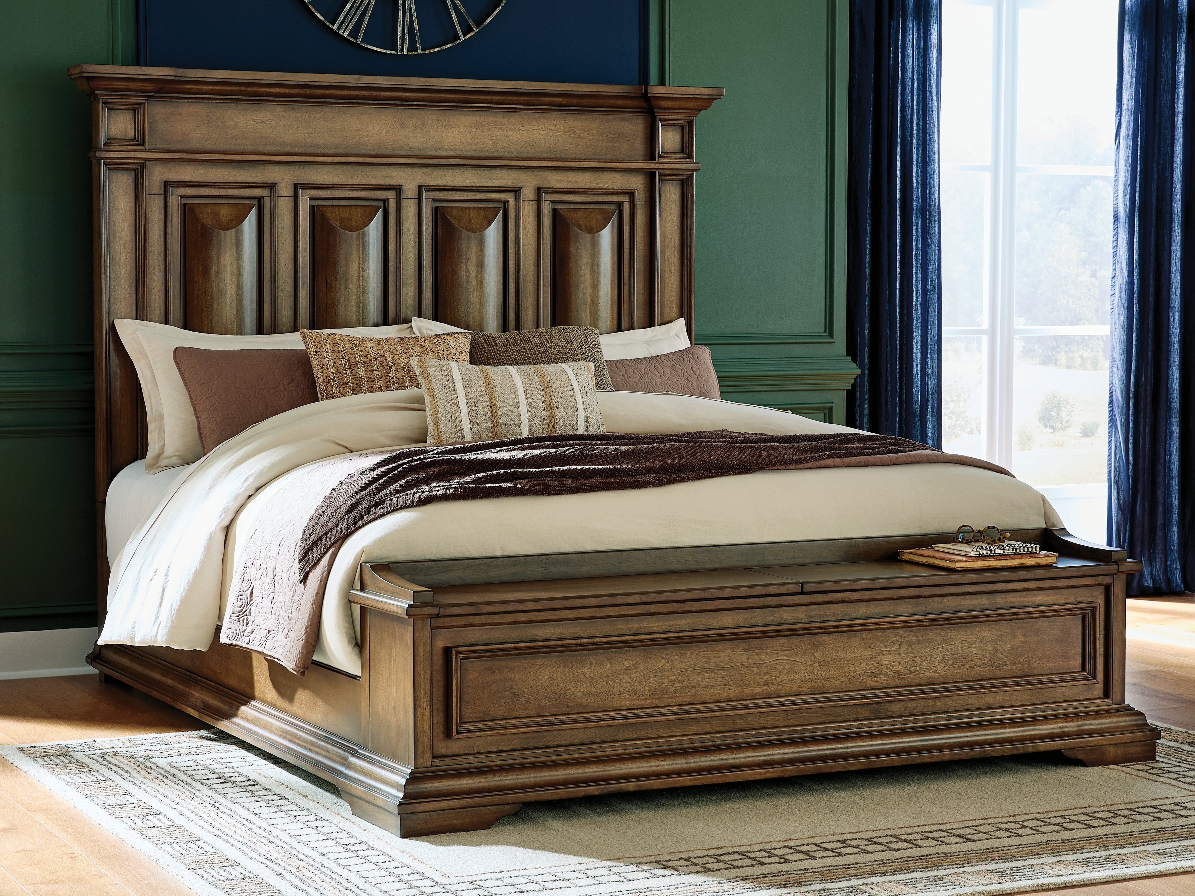 Frantanna Brown California King Panel Storage Bed