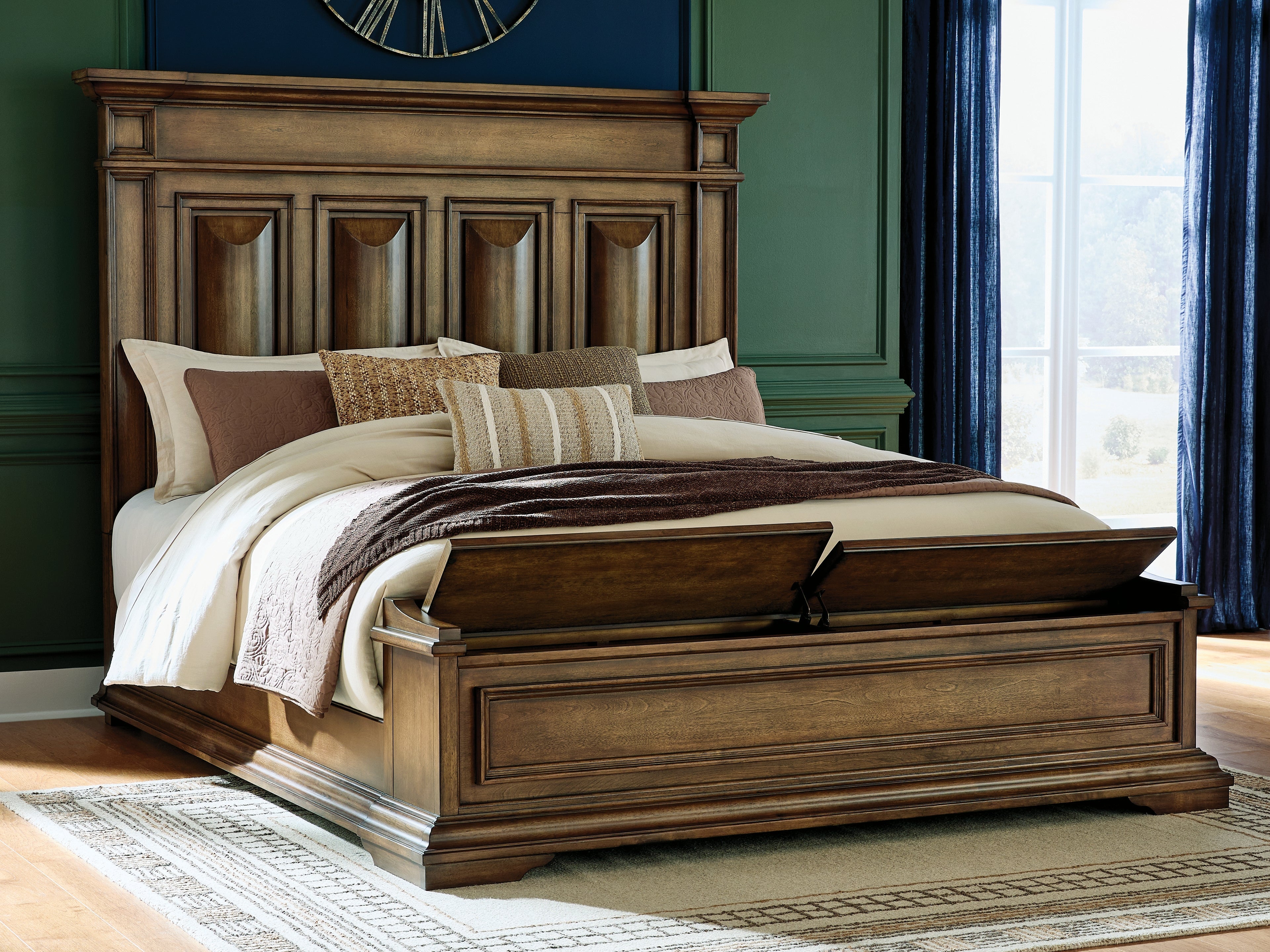 Frantanna Brown California King Panel Storage Bed