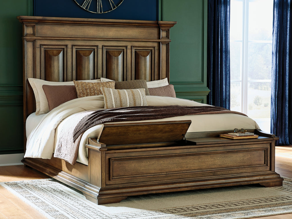 Frantanna Brown California King Panel Storage Bed