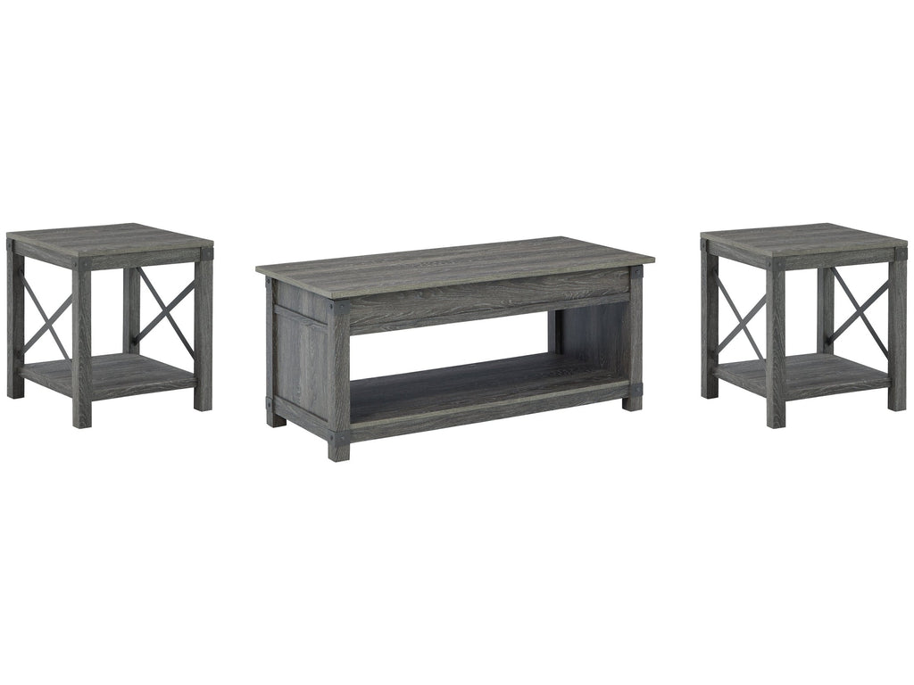 Freedan Grayish Brown Coffee Table and 2 End Tables
