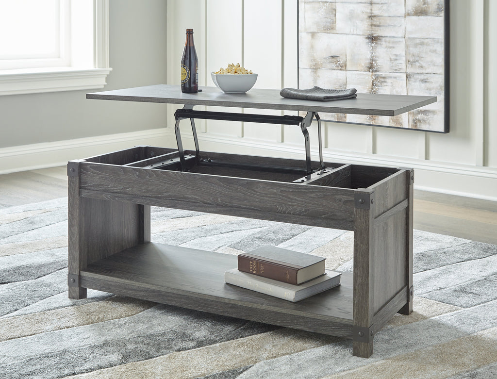Freedan Grayish Brown Lift Top Coffee Table