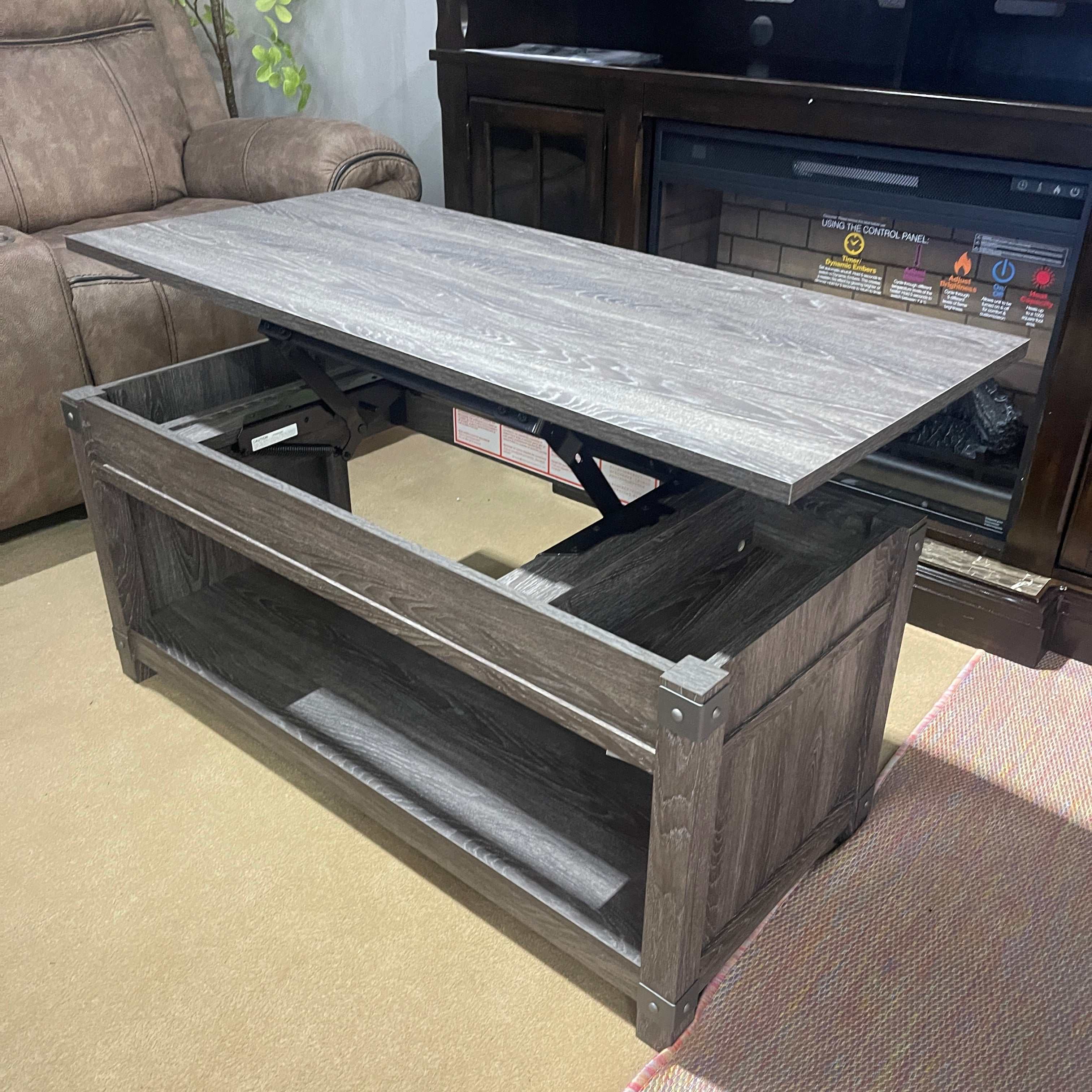 Freedan Grayish Brown Lift Top Coffee Table