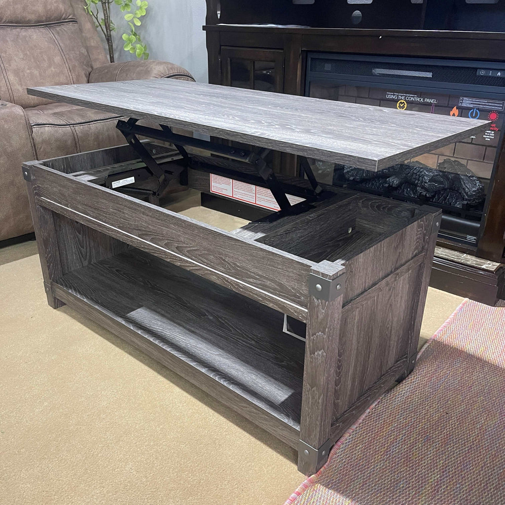 Freedan Grayish Brown Lift Top Coffee Table