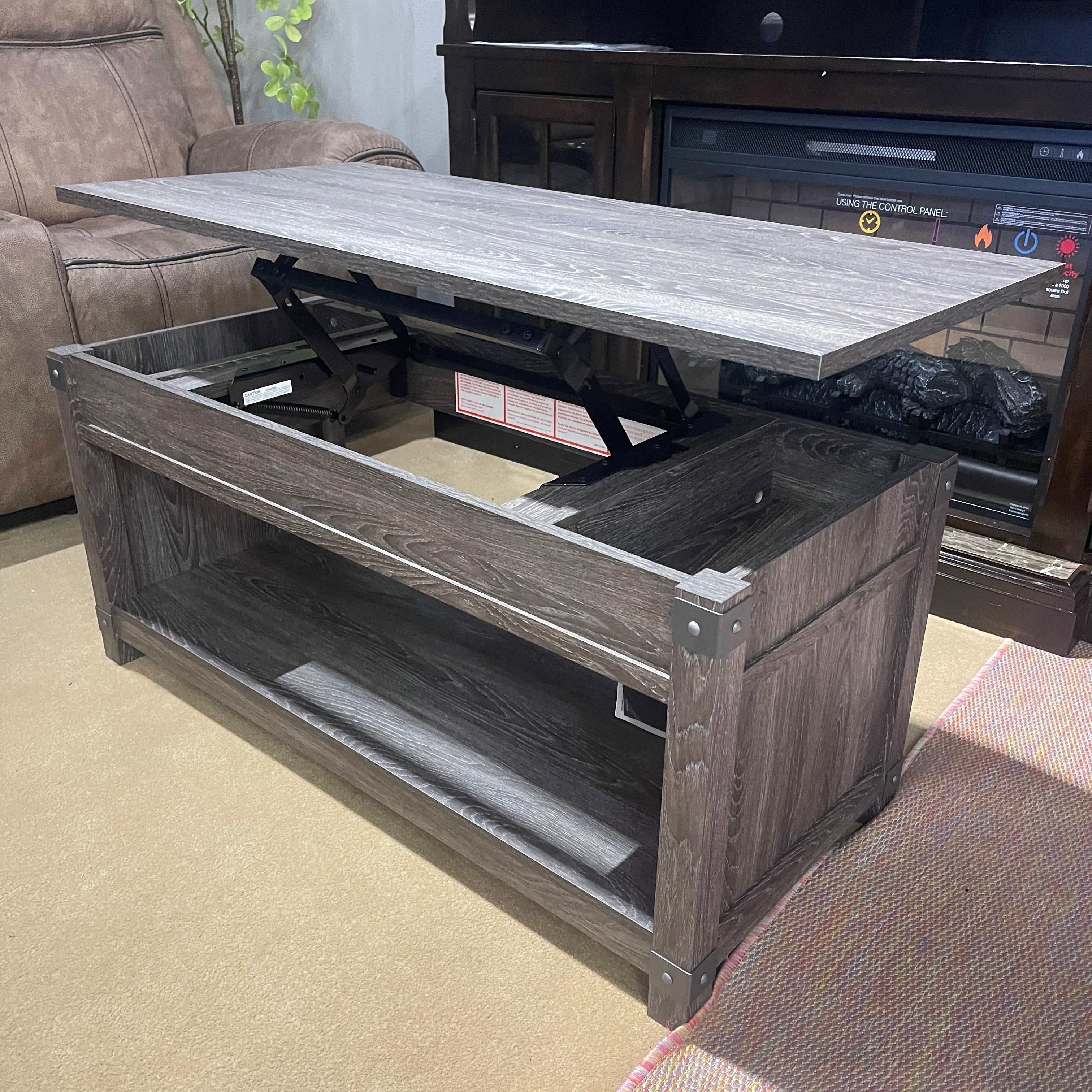 Freedan Grayish Brown Lift Top Coffee Table