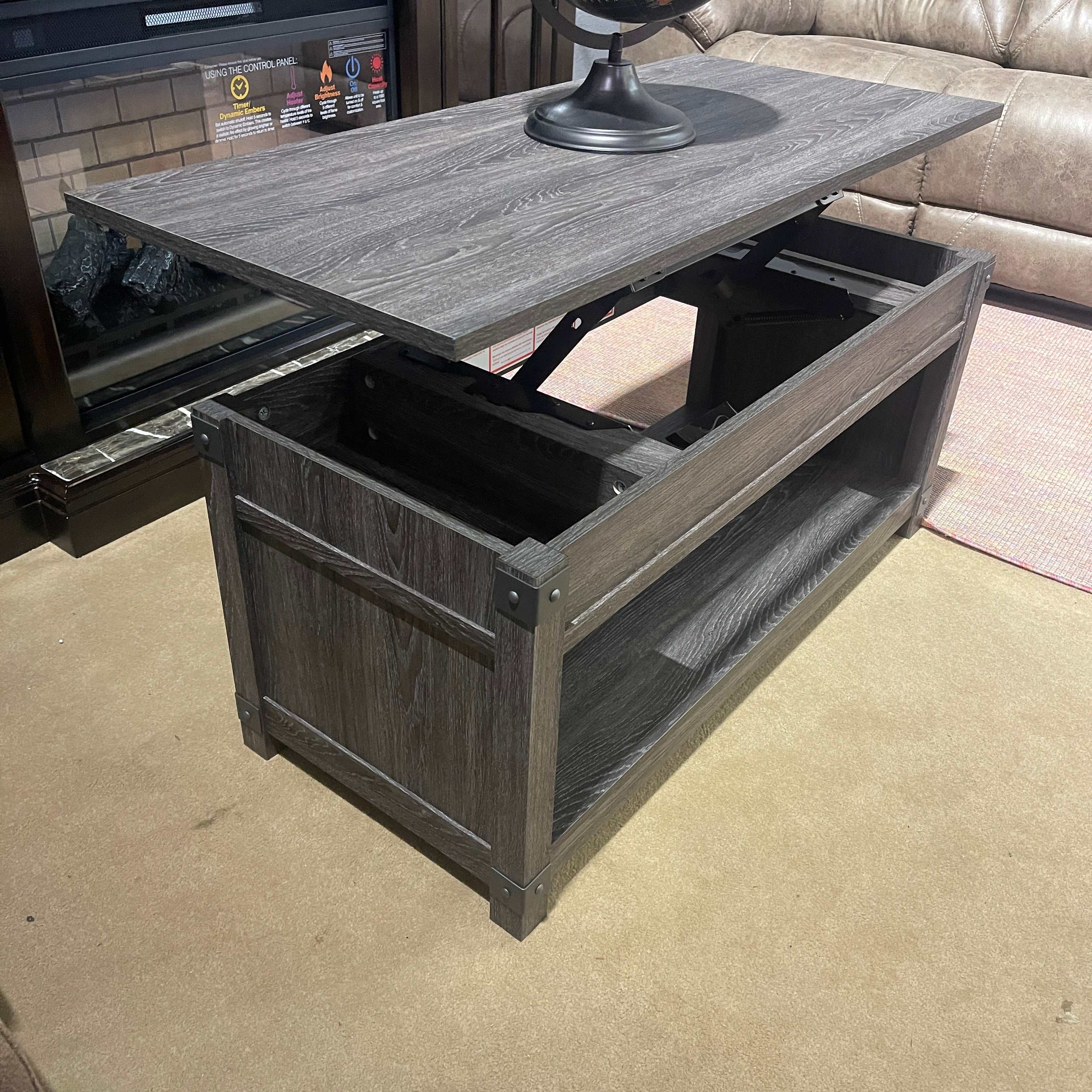 Freedan Grayish Brown Lift Top Coffee Table