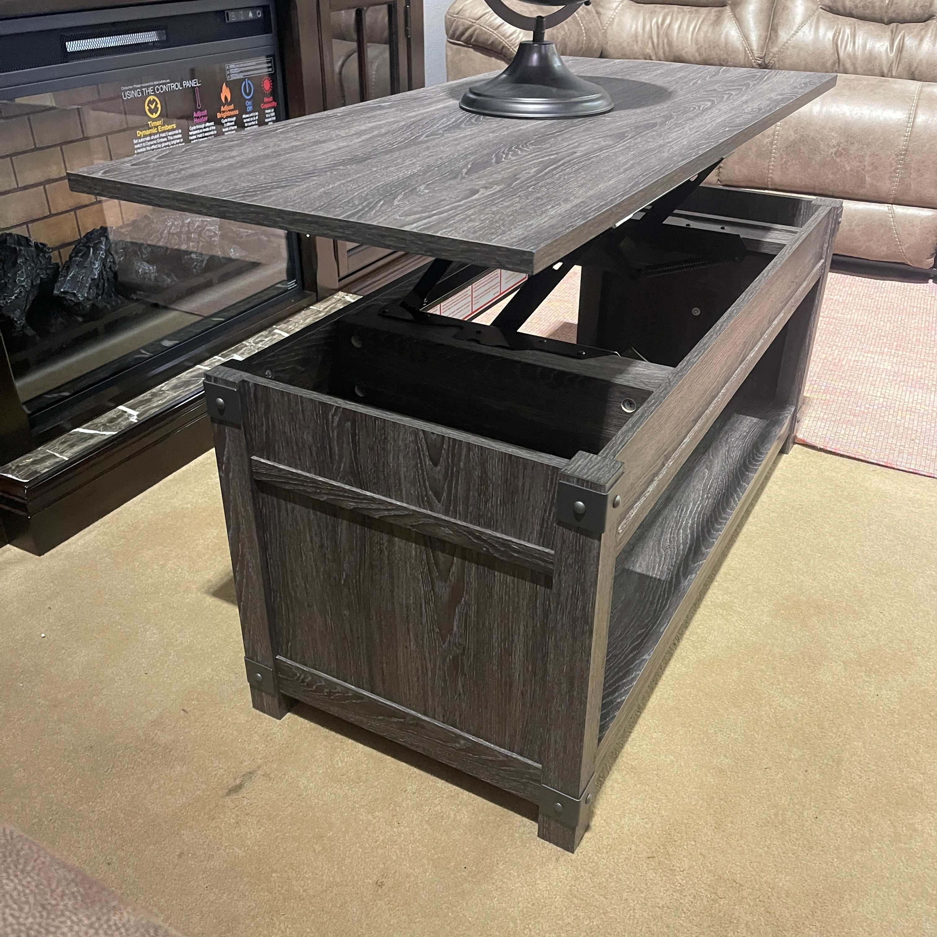 Freedan Grayish Brown Lift Top Coffee Table