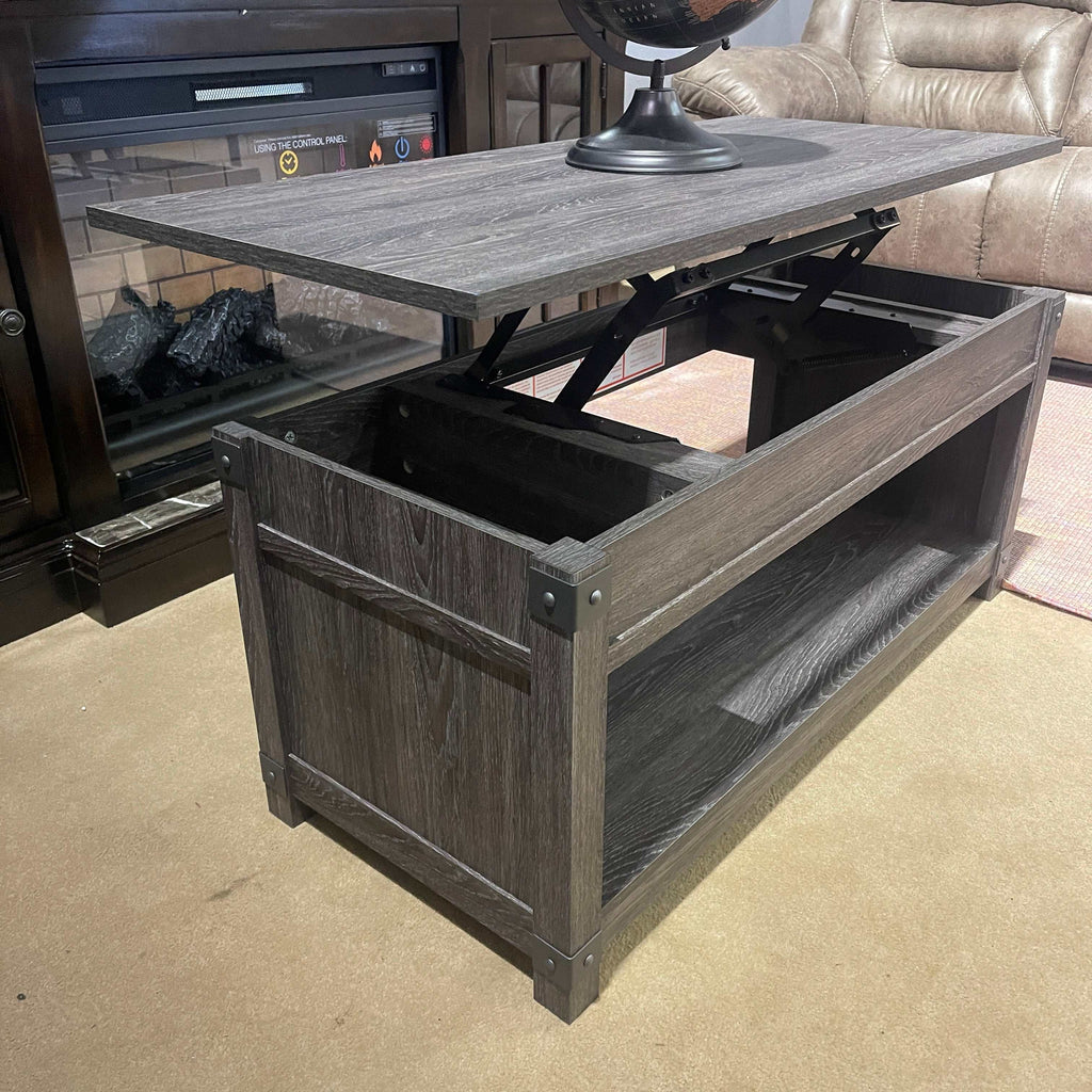 Freedan Grayish Brown Lift Top Coffee Table