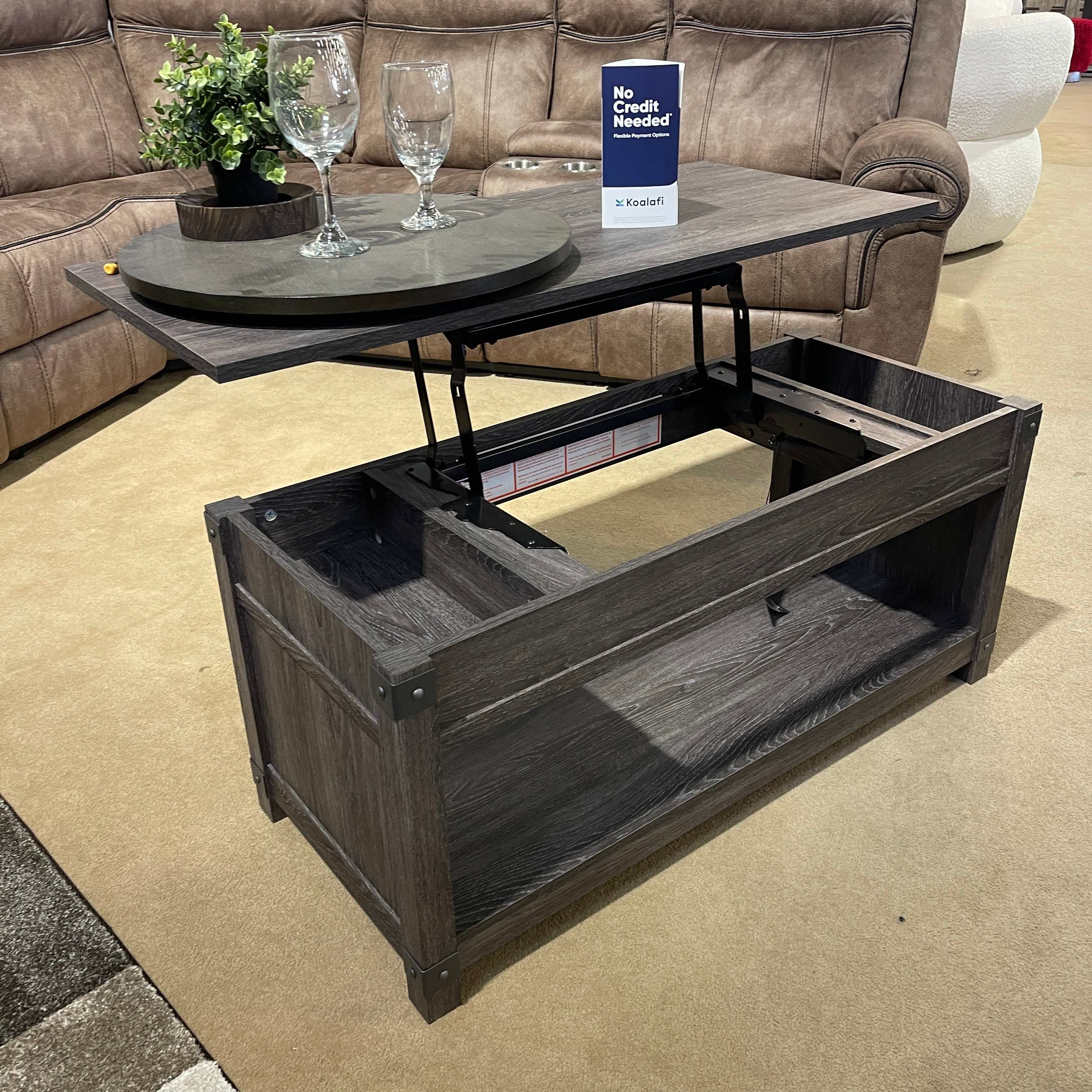 Freedan Grayish Brown Lift Top Coffee Table