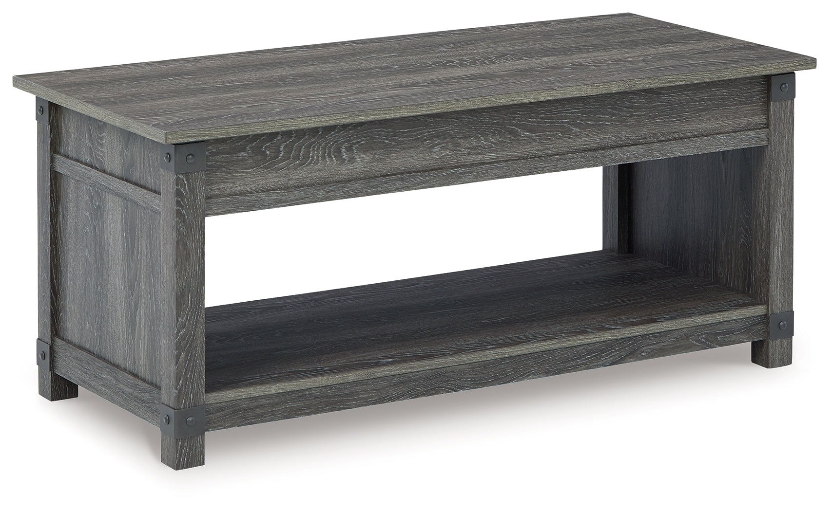 Freedan Grayish Brown Lift-top Coffee Table, 2 End Tables and Console