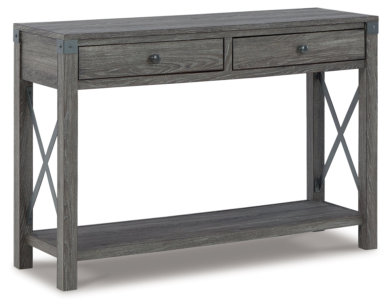 Freedan Grayish Brown Lift-top Coffee Table, 2 End Tables and Console