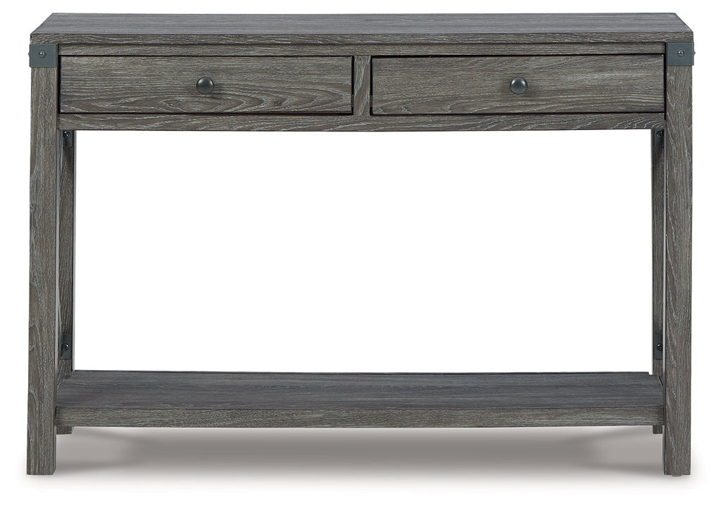 Freedan Grayish Brown Lift-top Coffee Table, 2 End Tables and Console