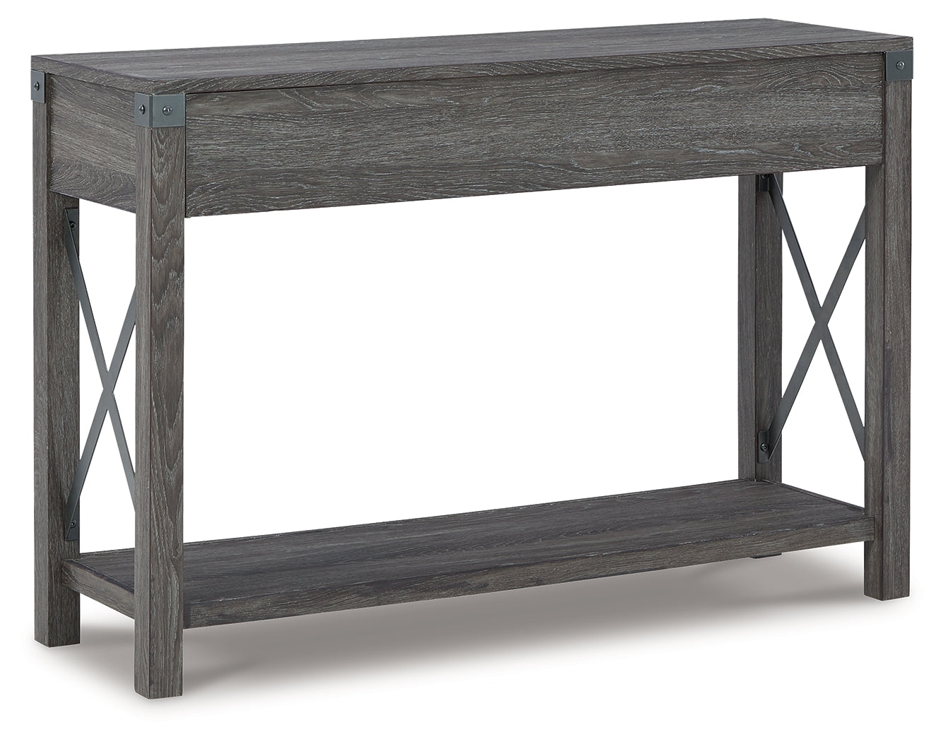 Freedan Grayish Brown Lift-top Coffee Table, 2 End Tables and Console