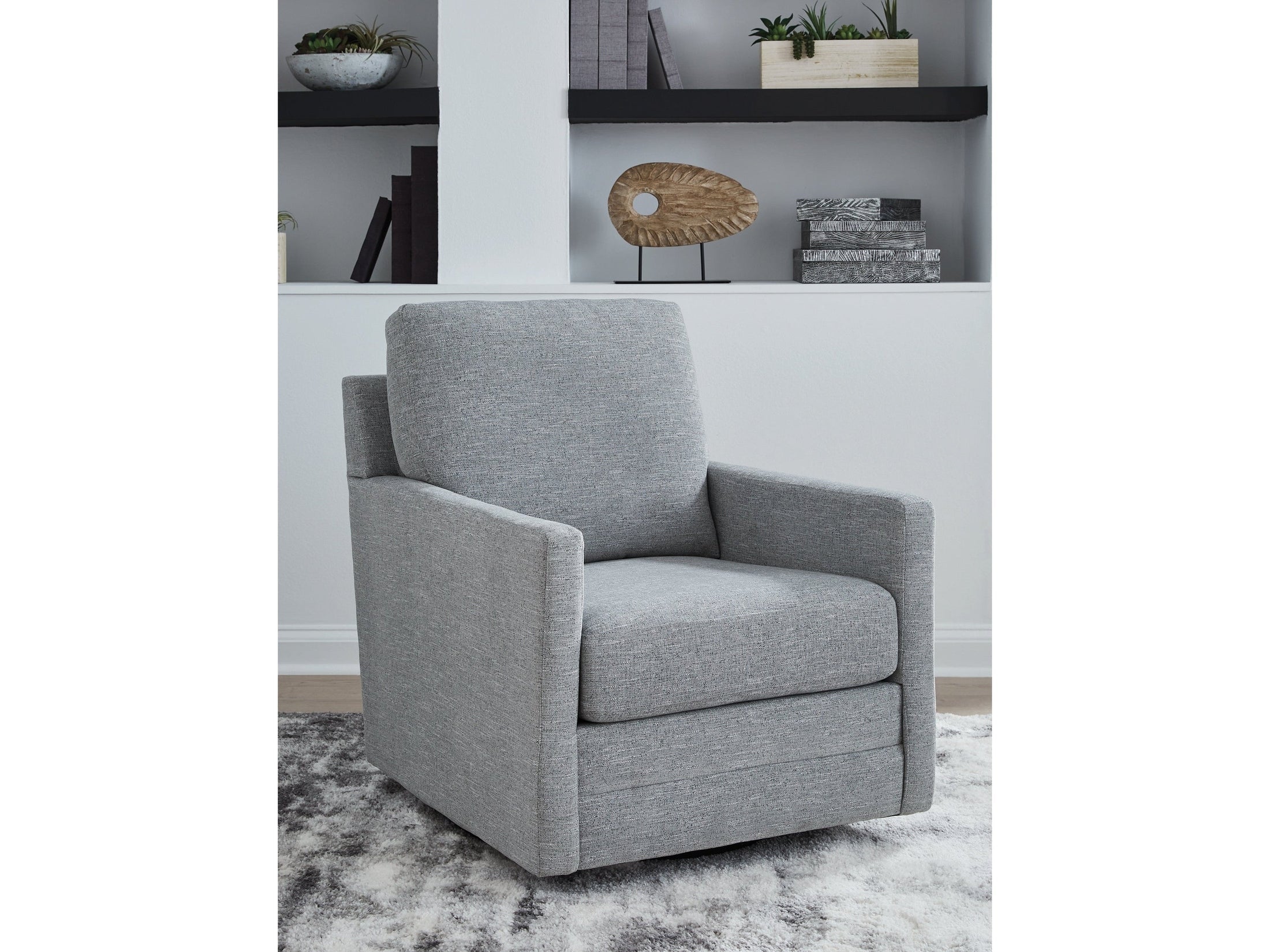 Freybourne Next-Gen Nuvella Pewter Swivel Accent Chair