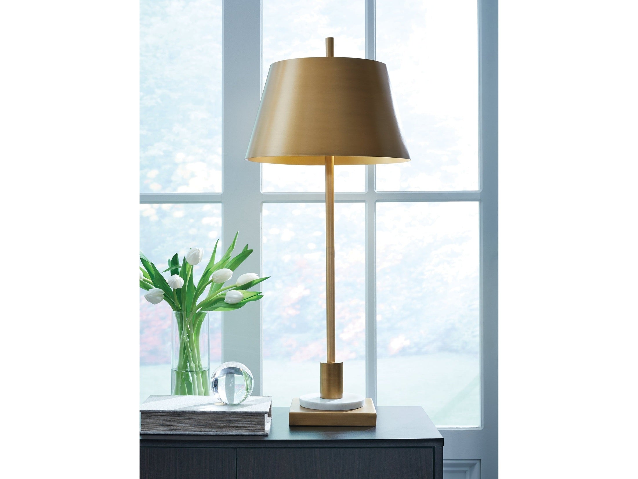 Fritzburn Gold Finish/White Table Lamp