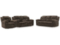 Frohn Chocolate Reclining Sofa, Loveseat and Recliner