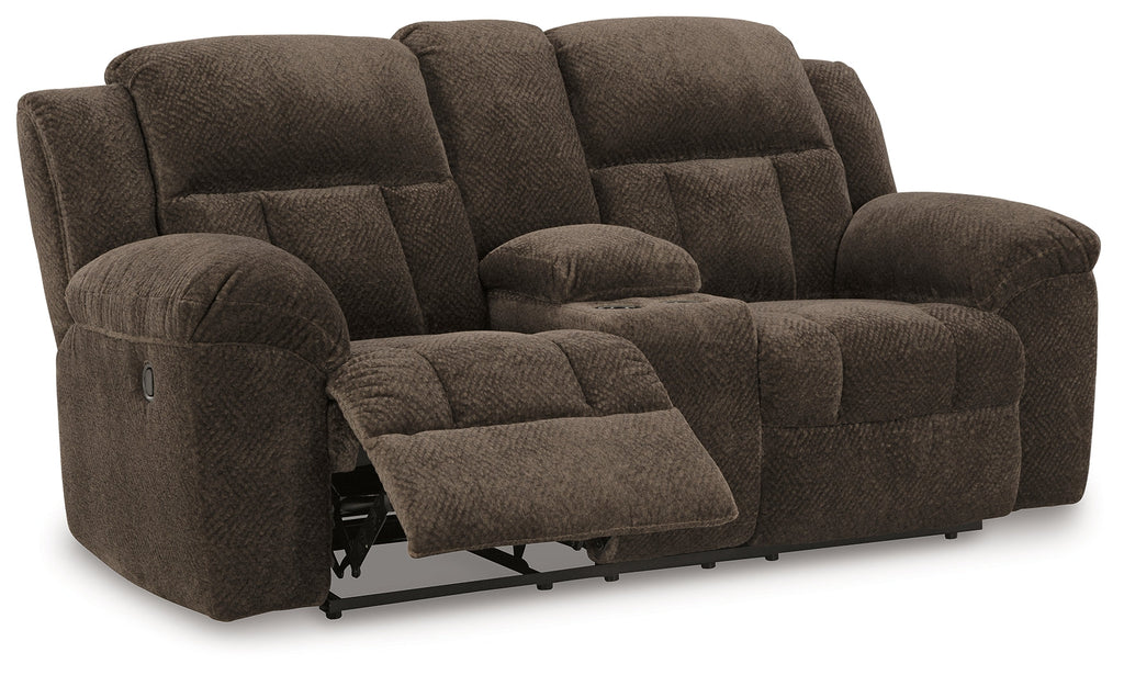 Frohn Chocolate Reclining Sofa, Loveseat and Recliner